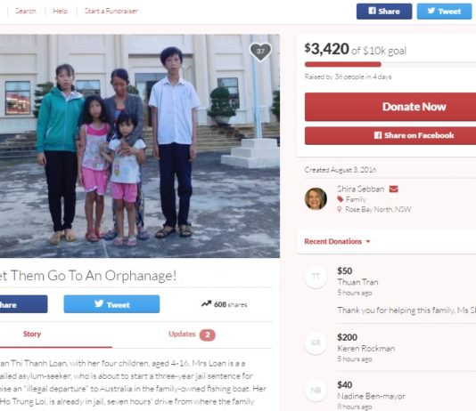 Nhà văn Úc lập quỹ cấp dưỡng cho con của người bị tù vì vượt biên sang Úc